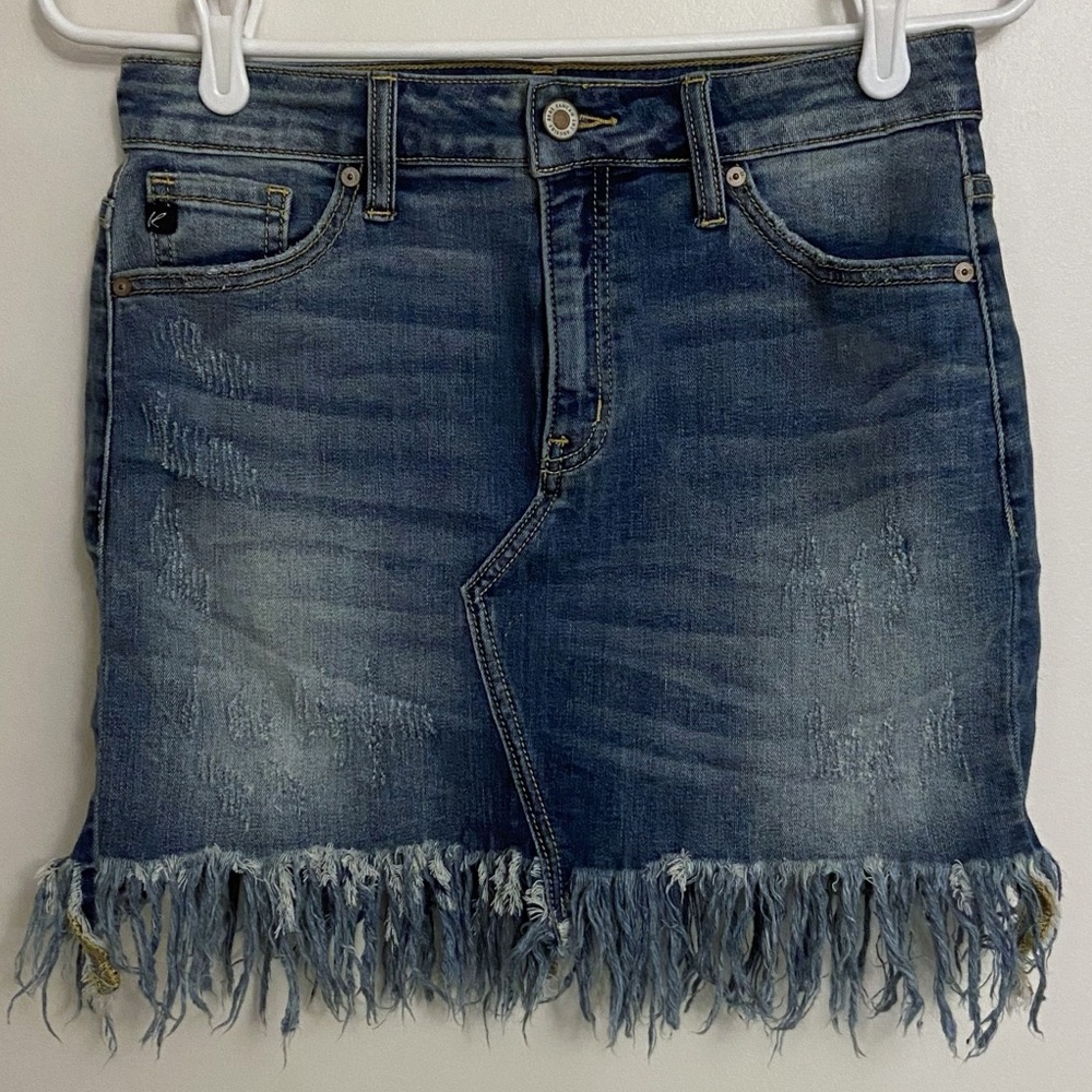 Kancan frayed edge denim skirt